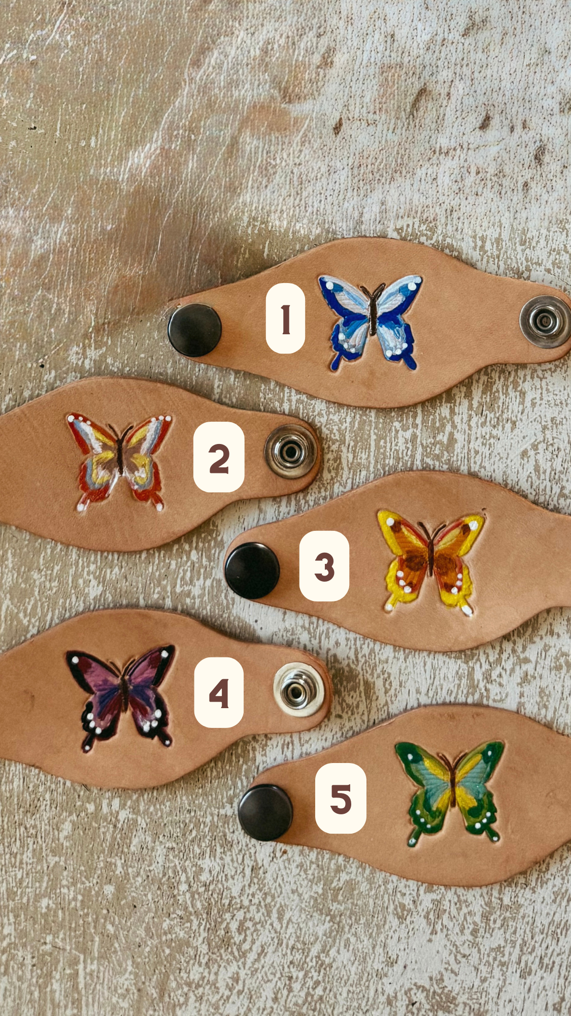 Leather Handcrafted Bolo Slide - Butterfly