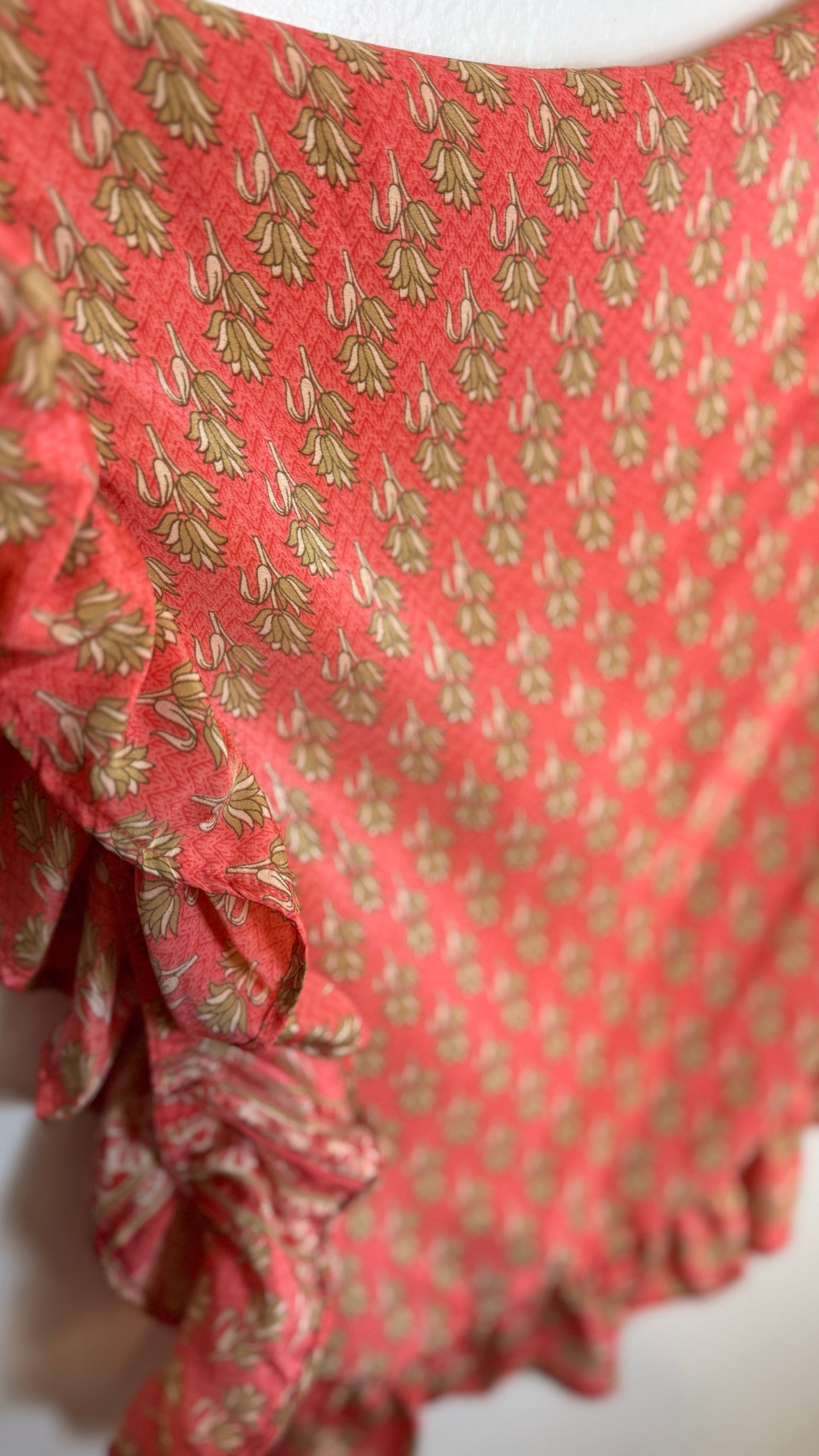 Bell Sleeve Silk Wrap Tie Top 023