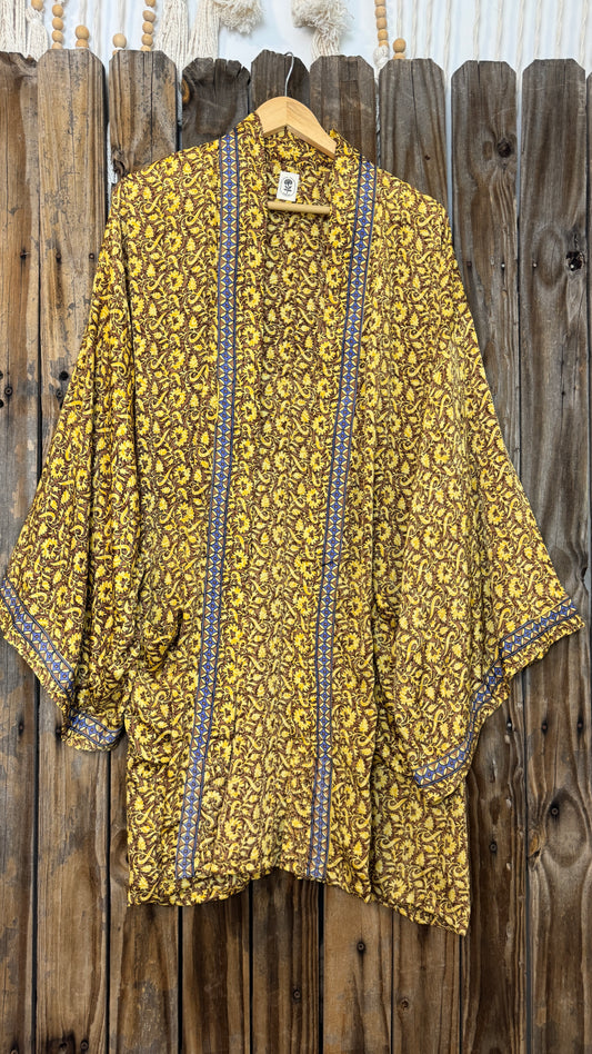 Creosote Sari Silk Kimono 007