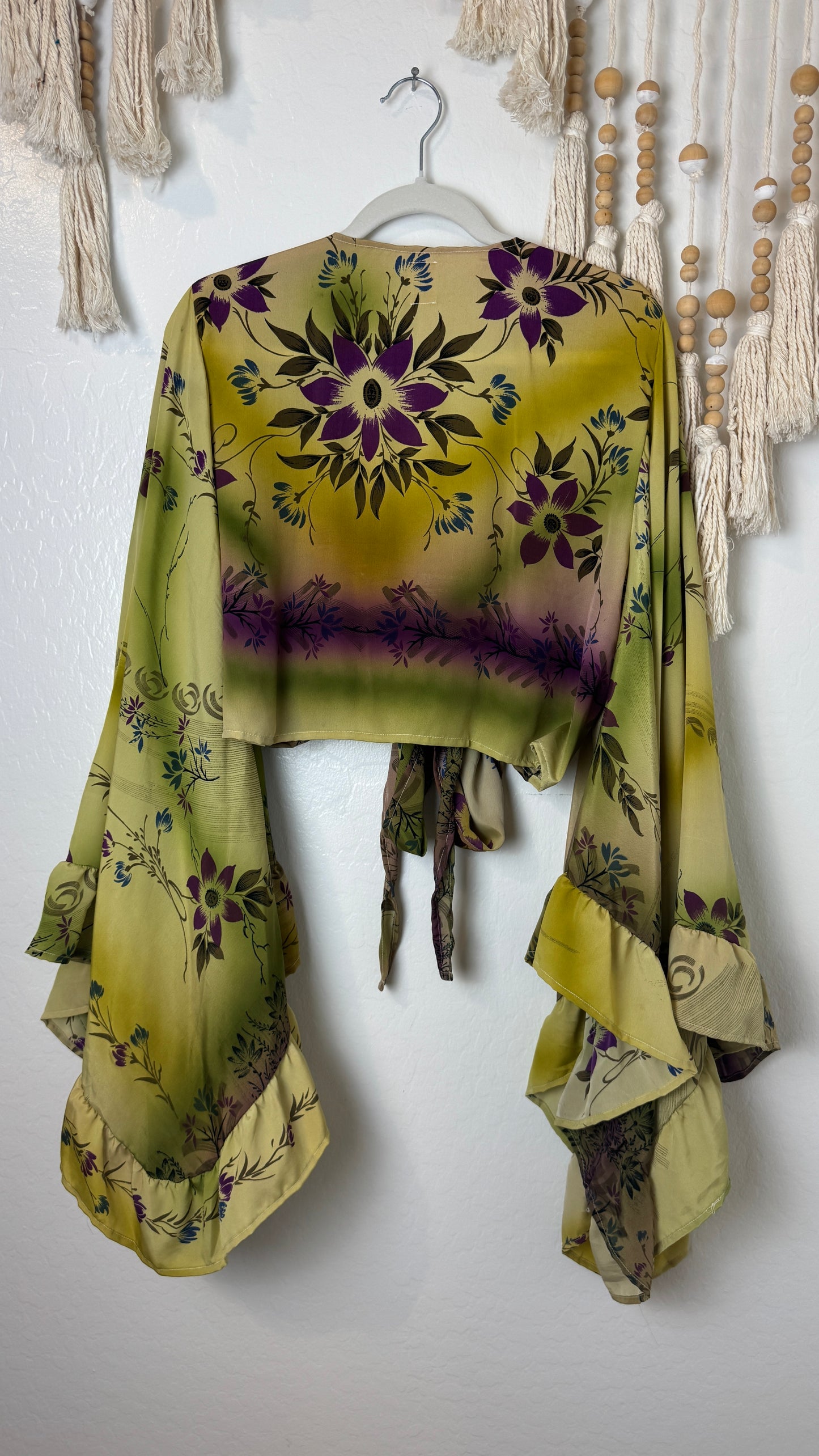 Bell Sleeve Silk Wrap Tie Top 016