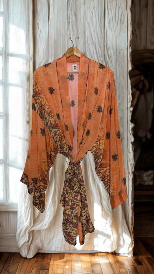 Creosote Sari Silk Kimono 026