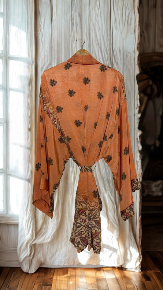 Creosote Sari Silk Kimono 026