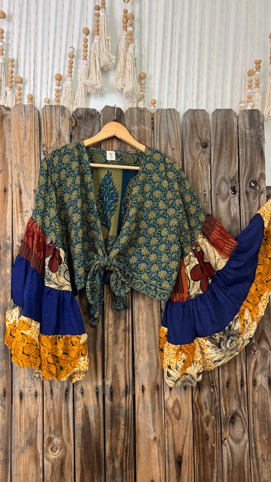 Thunderstruck ⚡ Silk Wrap Tie Top 017