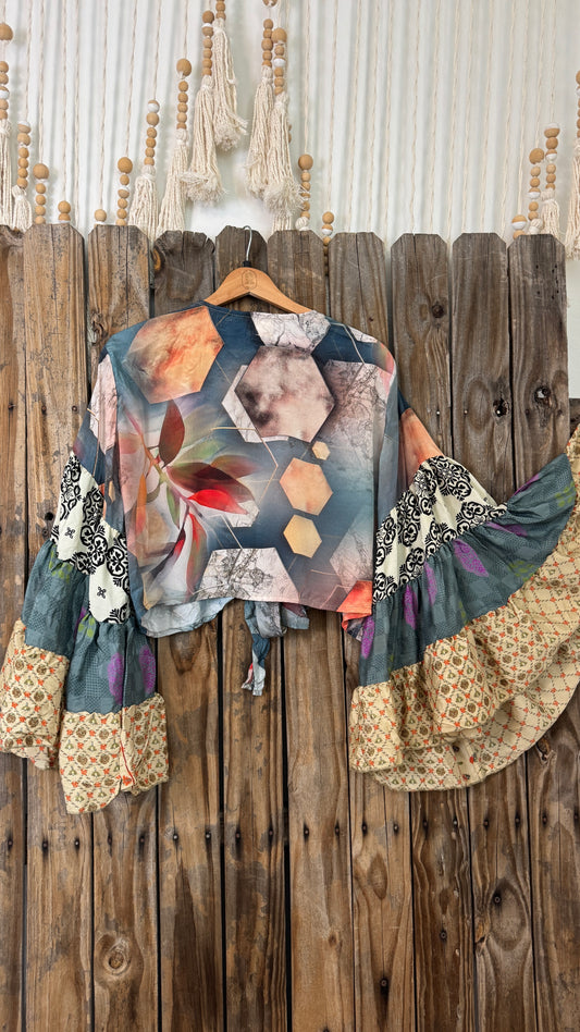 Thunderstruck ⚡ Silk Wrap Tie Top 014