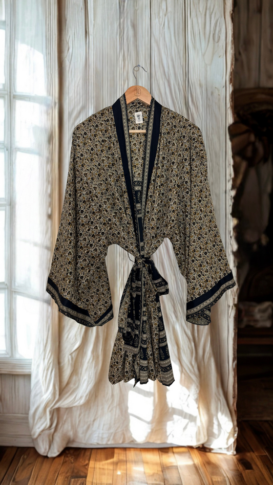 Creosote Sari Silk Kimono 027