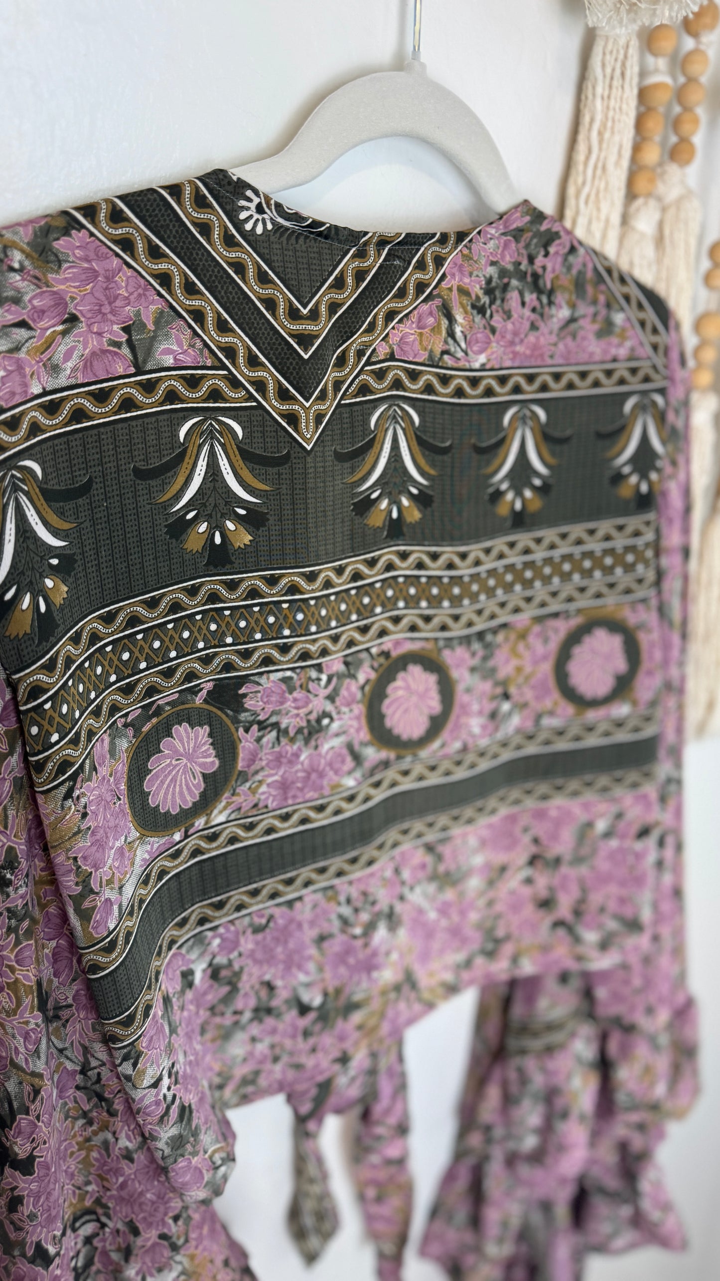Bell Sleeve Silk Wrap Tie Top 025