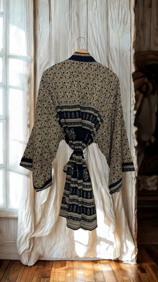 Creosote Sari Silk Kimono 027