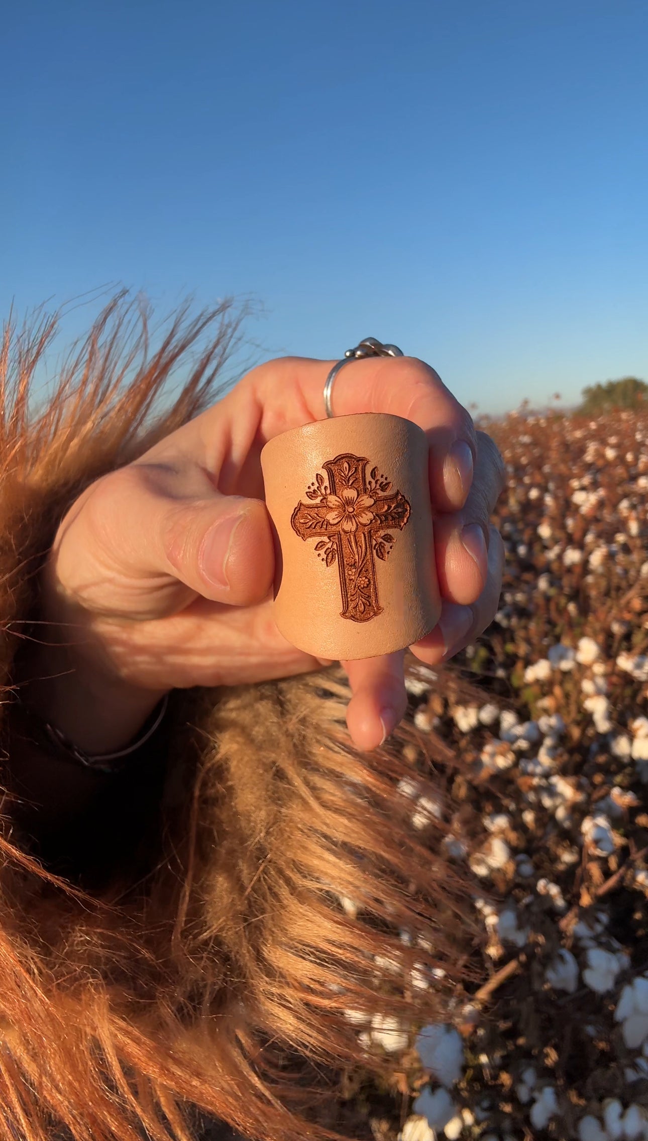 Leather Handcrafted Bolo Slide - Cross