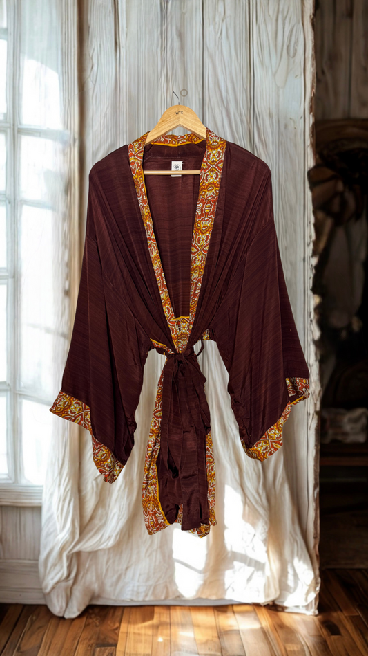 Creosote Sari Silk Kimono 028