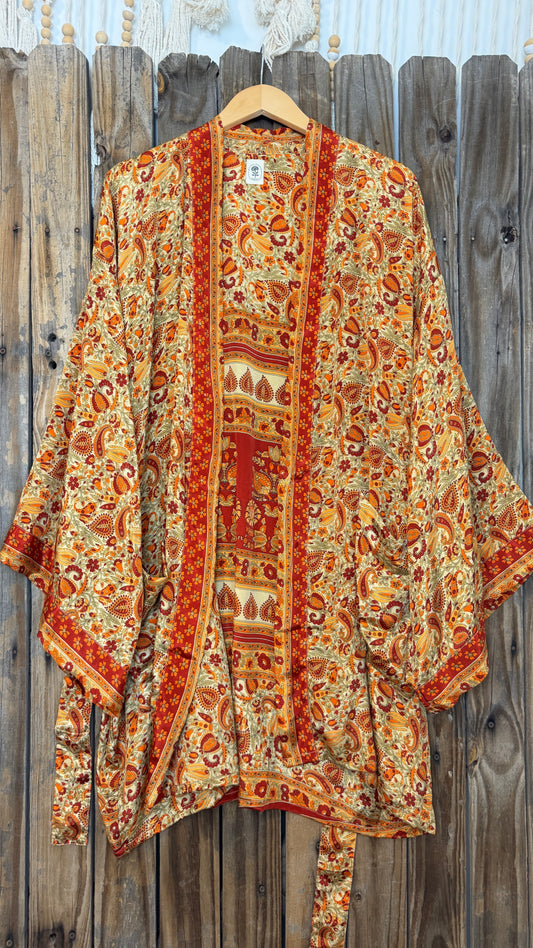 Creosote Sari Silk Kimono 003