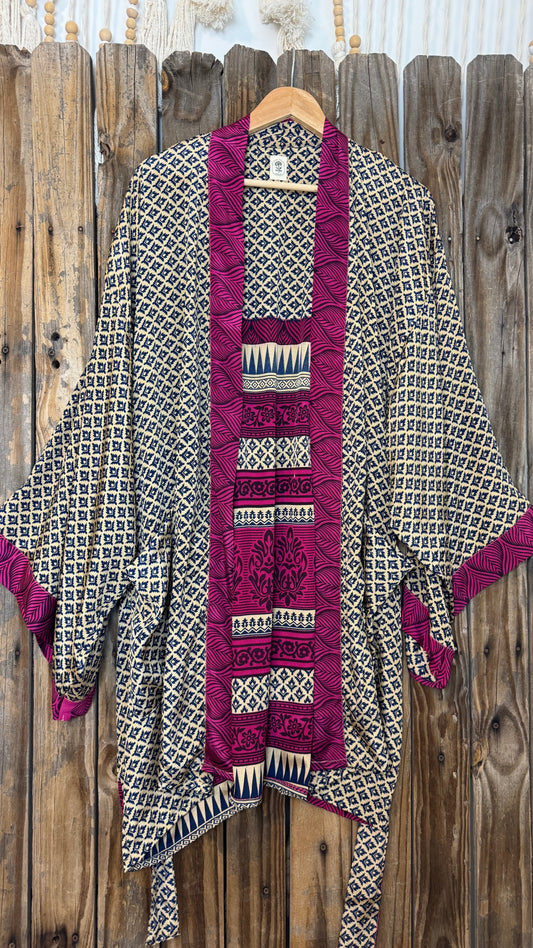 Creosote Sari Silk Kimono 020