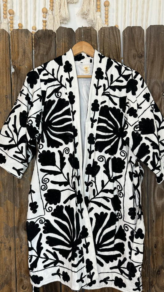 Suzani Artisan Coat 002 (Black and White)