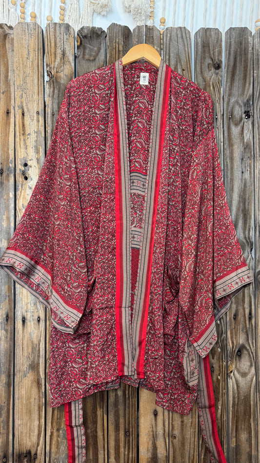 Creosote Sari Silk Kimono 001