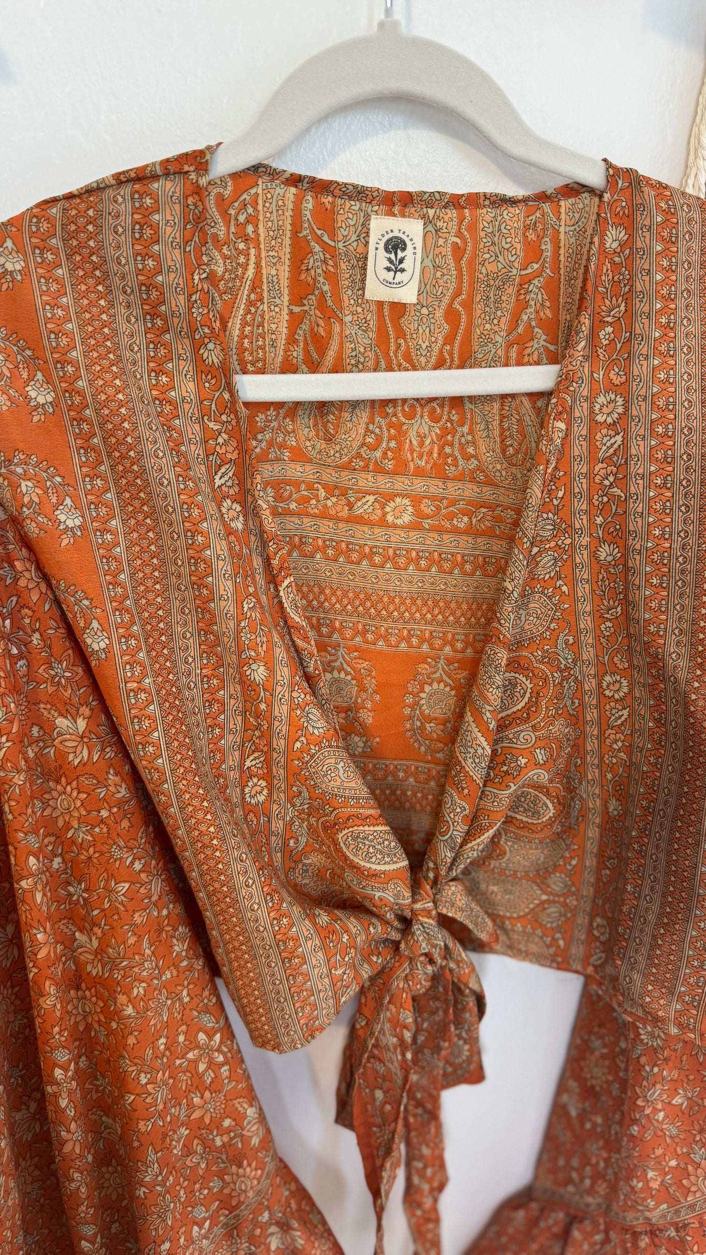 Bell Sleeve Silk Wrap Tie Top 011