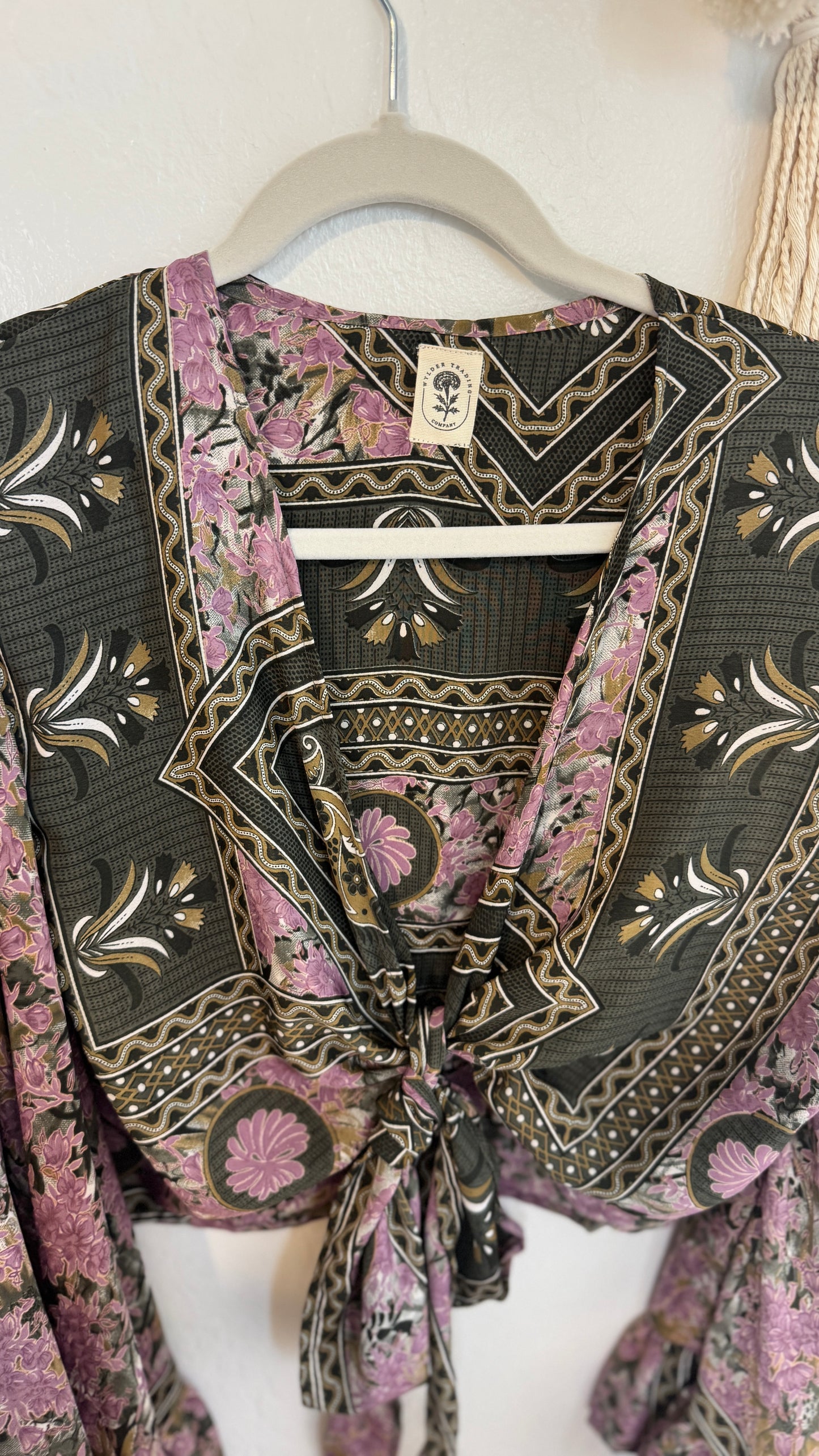 Bell Sleeve Silk Wrap Tie Top 025