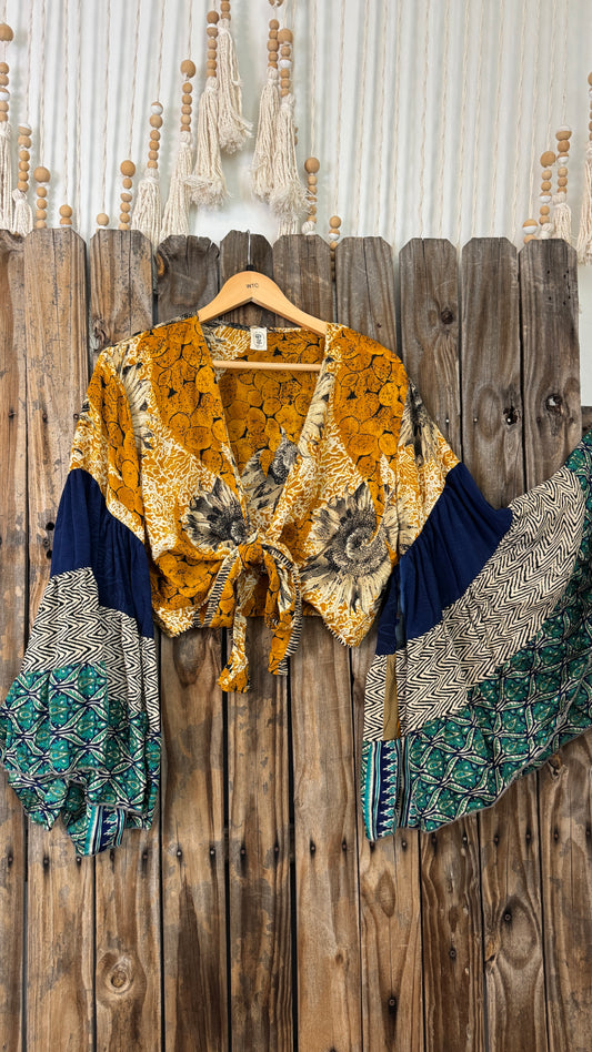 Thunderstruck ⚡ Silk Wrap Tie Top 018