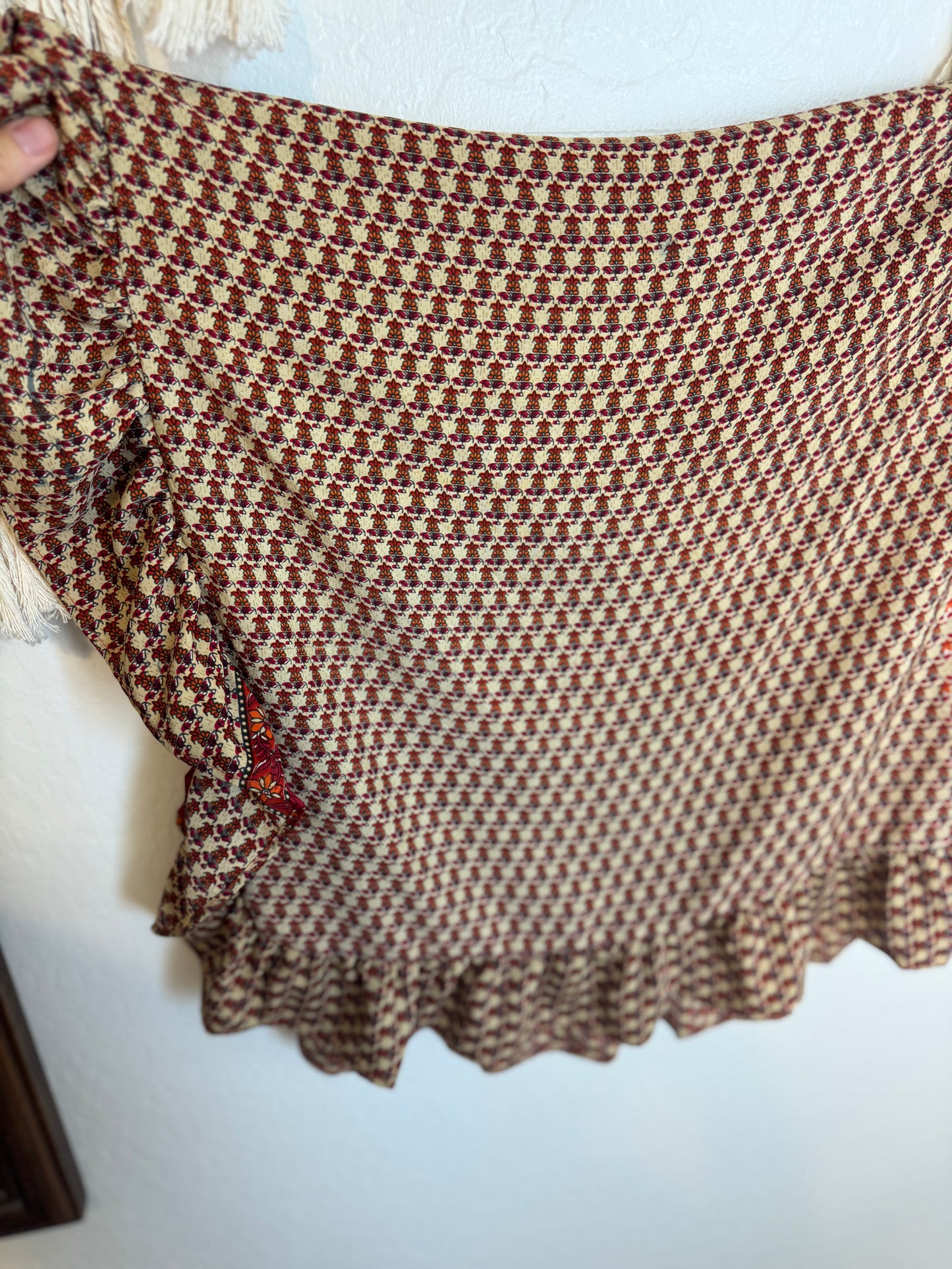 Bell Sleeve Silk Wrap Tie Top 004