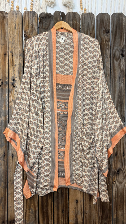 Creosote Sari Silk Kimono 005