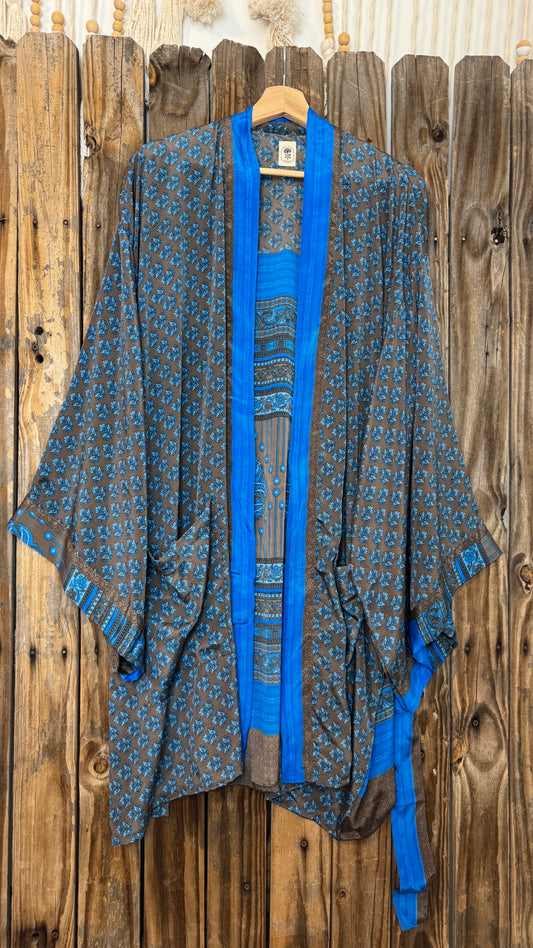 Creosote Sari Silk Kimono 015