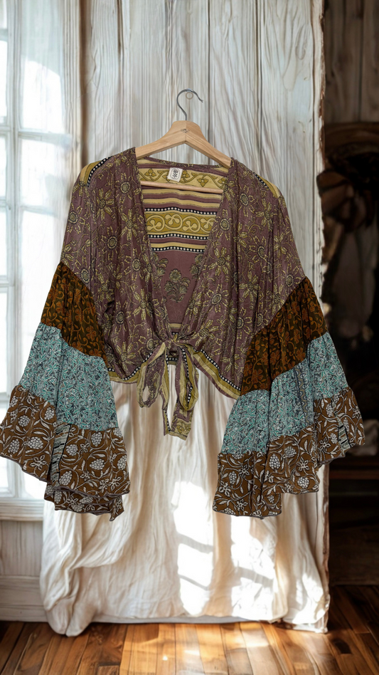 Thunderstruck ⚡ Silk Wrap Tie Top 055