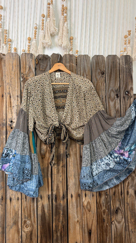 Thunderstruck ⚡ Silk Wrap Tie Top 019