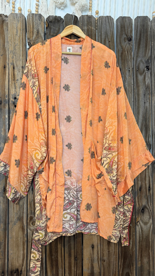 Creosote Sari Silk Kimono 002