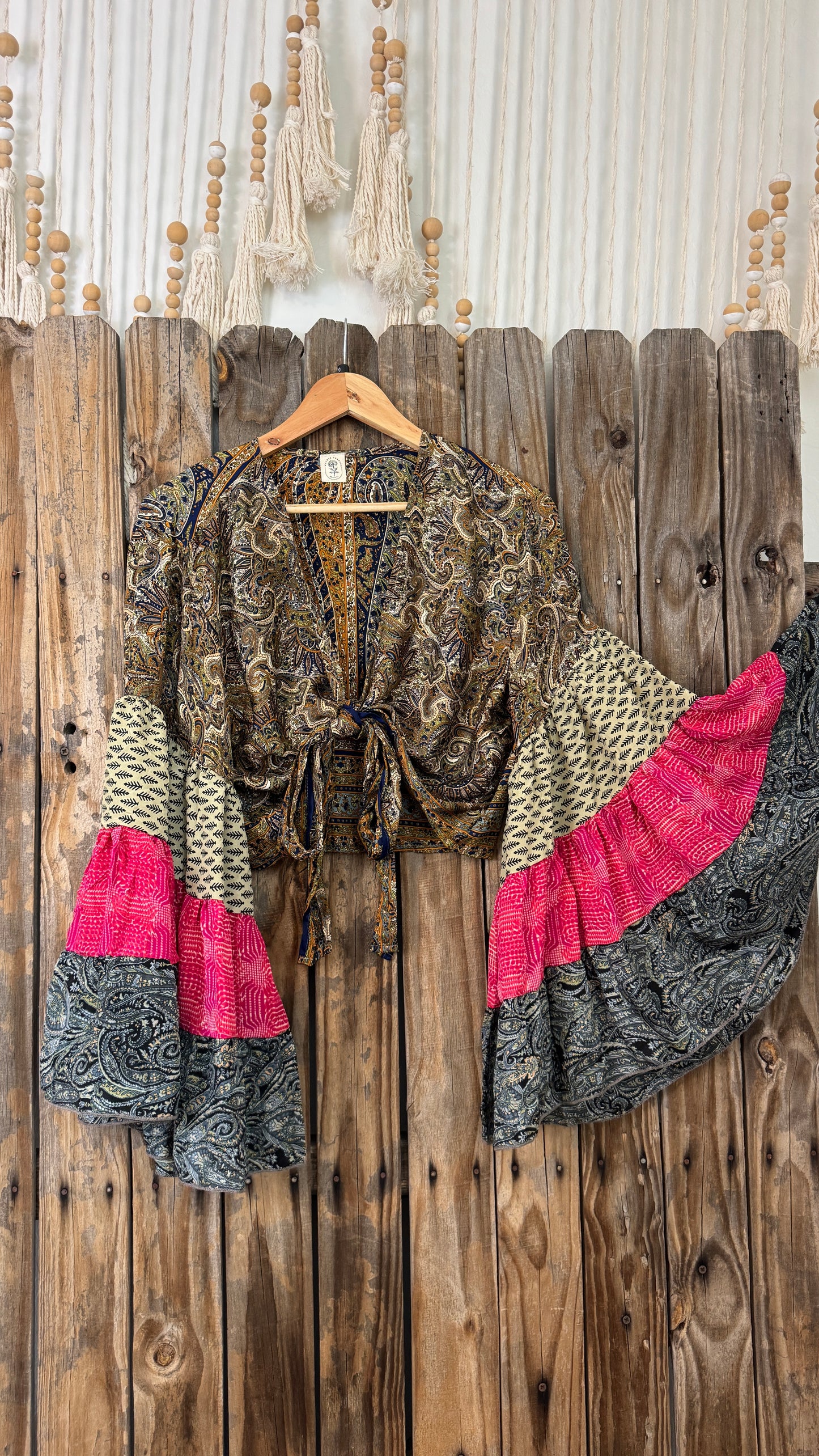 Thunderstruck ⚡ Silk Wrap Tie Top 020