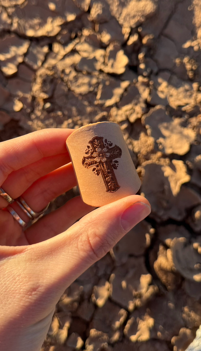 Leather Handcrafted Bolo Slide - Cross