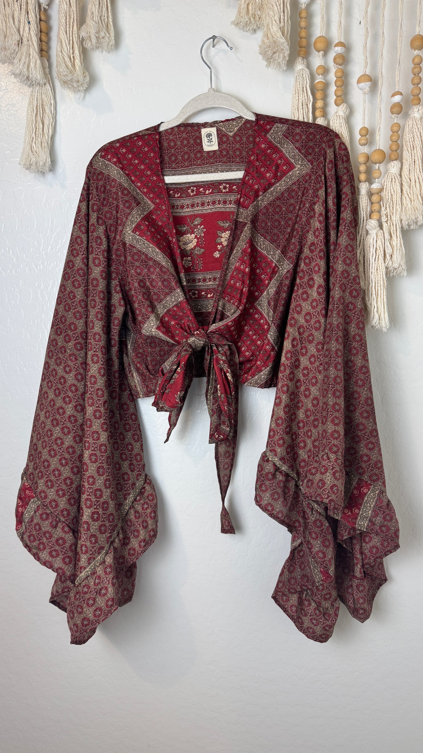 Bell Sleeve Silk Wrap Tie Top 003