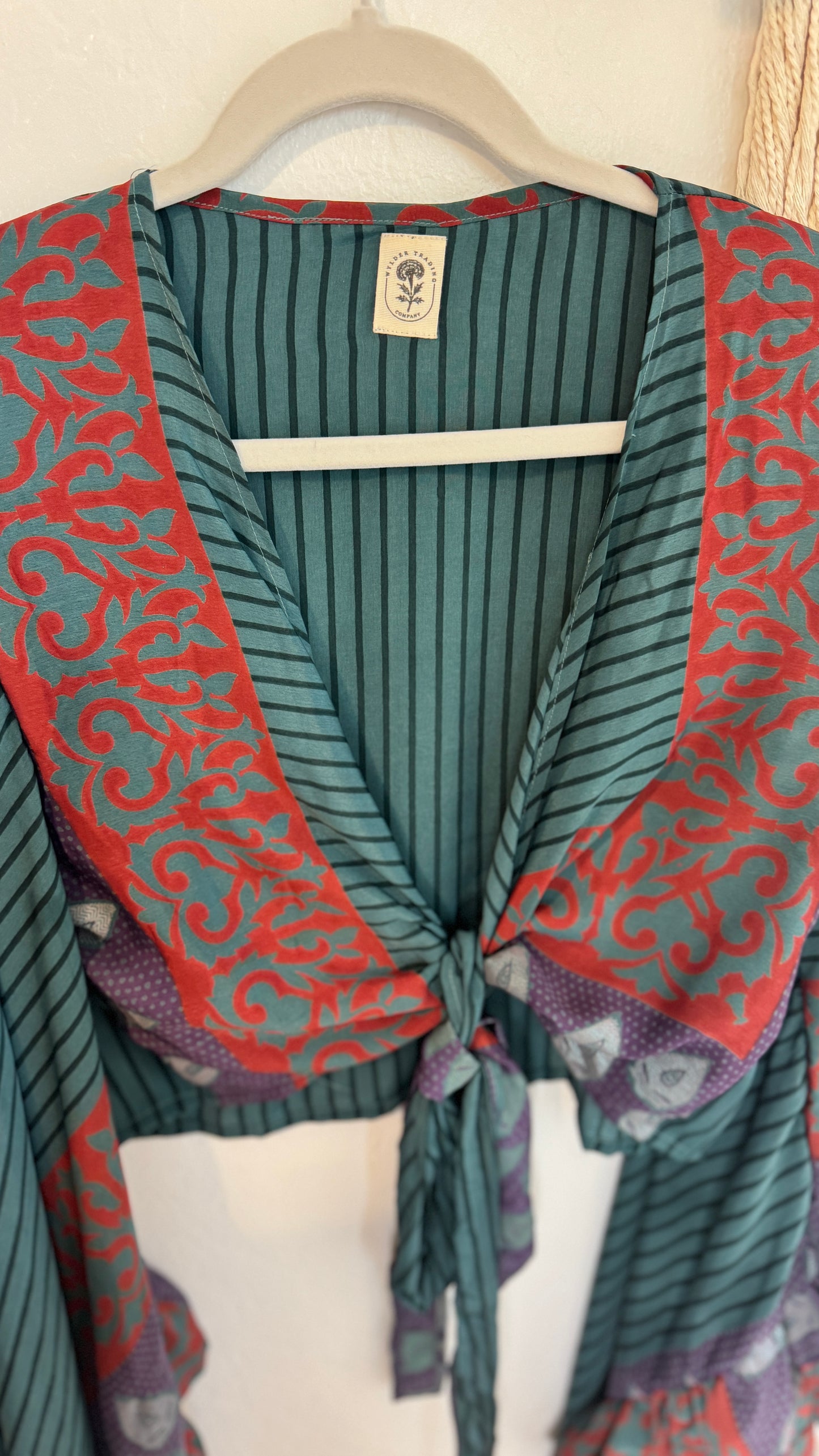 Bell Sleeve Silk Wrap Tie Top 020