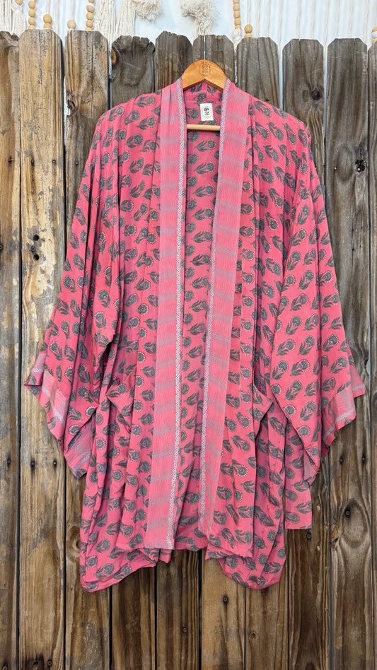 Creosote Sari Silk Kimono 019