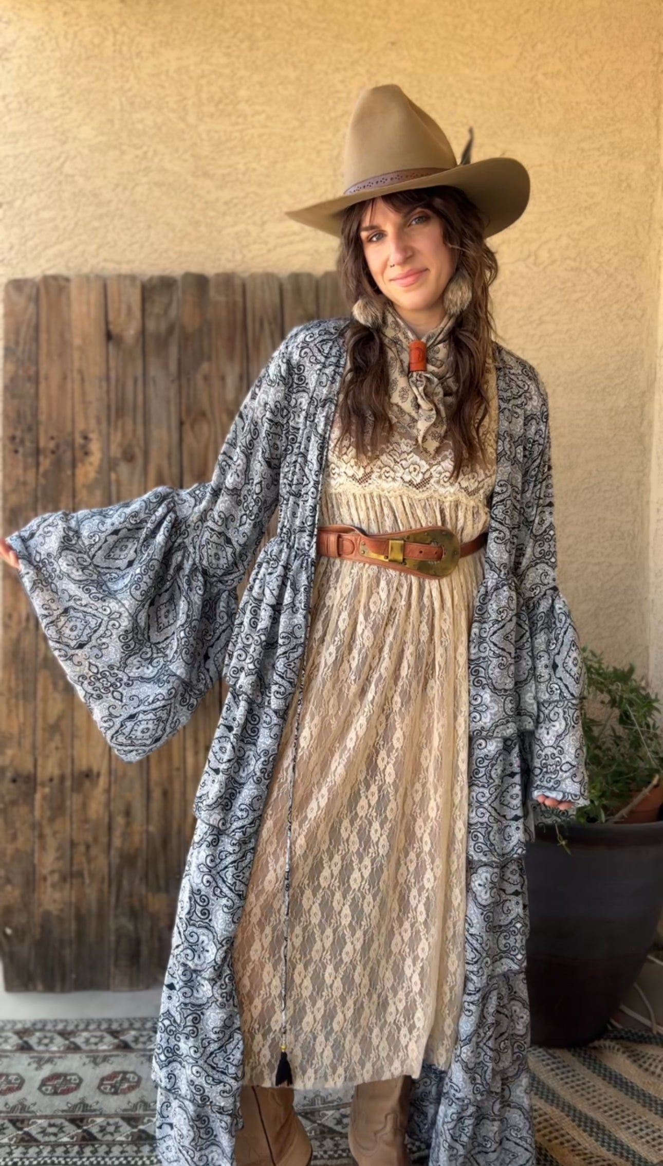 Silk Long Ruffle Kimono - 010 – Wylder Trading Co.