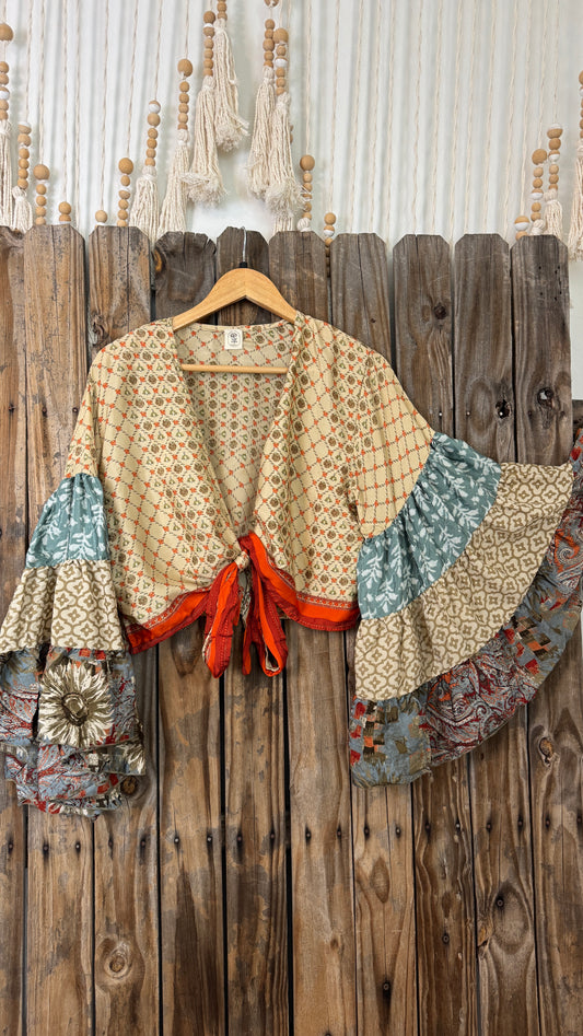 Thunderstruck ⚡ Silk Wrap Tie Top 006