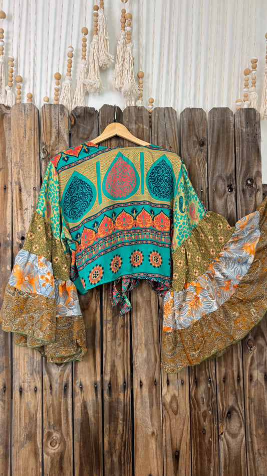 Thunderstruck ⚡ Silk Wrap Tie Top 010