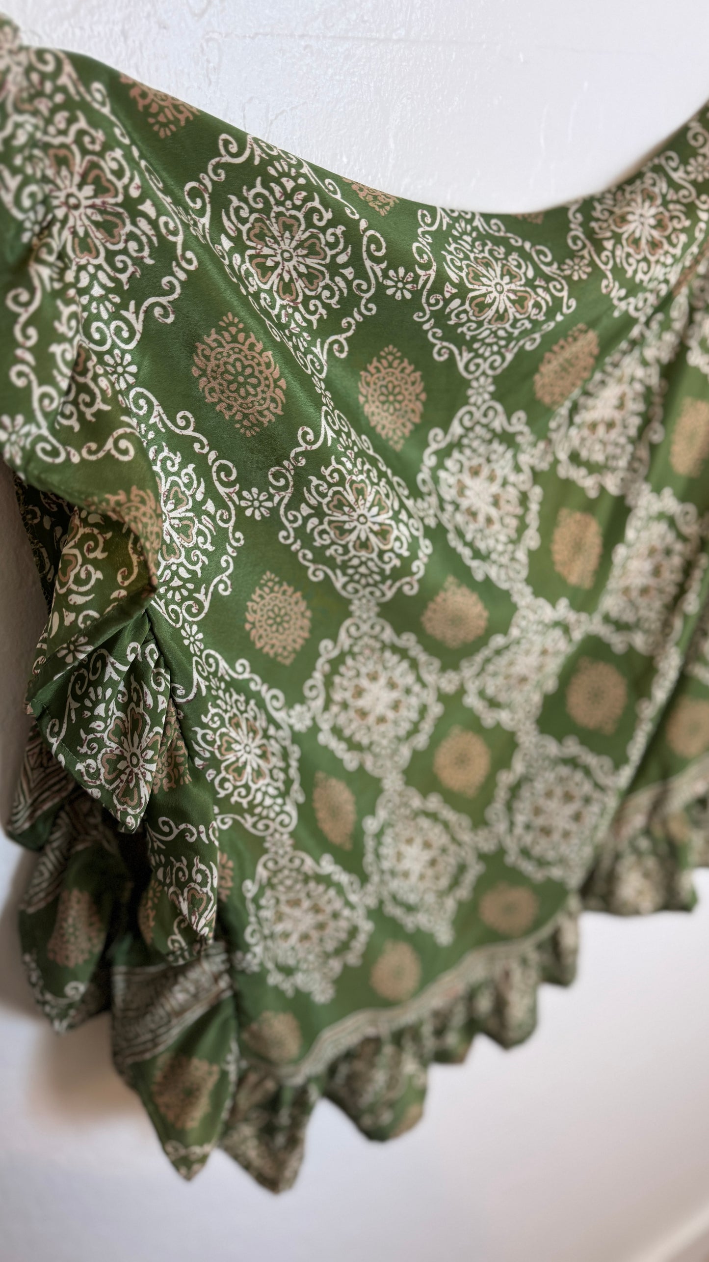 Bell Sleeve Silk Wrap Tie Top 018