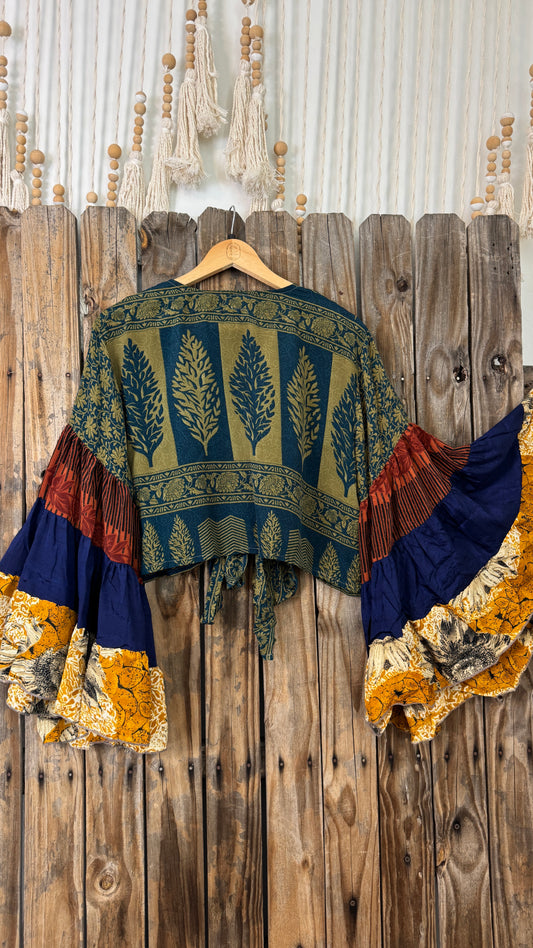 Thunderstruck ⚡ Silk Wrap Tie Top 017