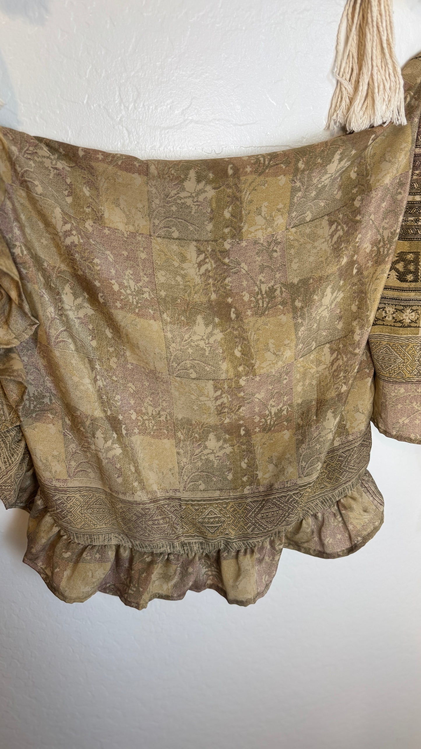 Bell Sleeve Silk Wrap Tie Top 015