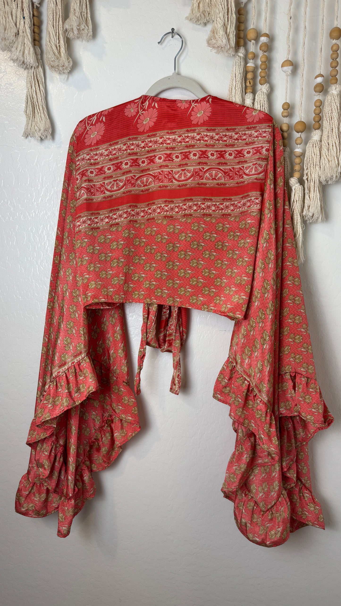 Bell Sleeve Silk Wrap Tie Top 023