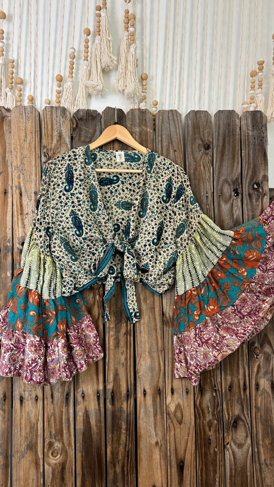 Thunderstruck ⚡ Silk Wrap Tie Top 016