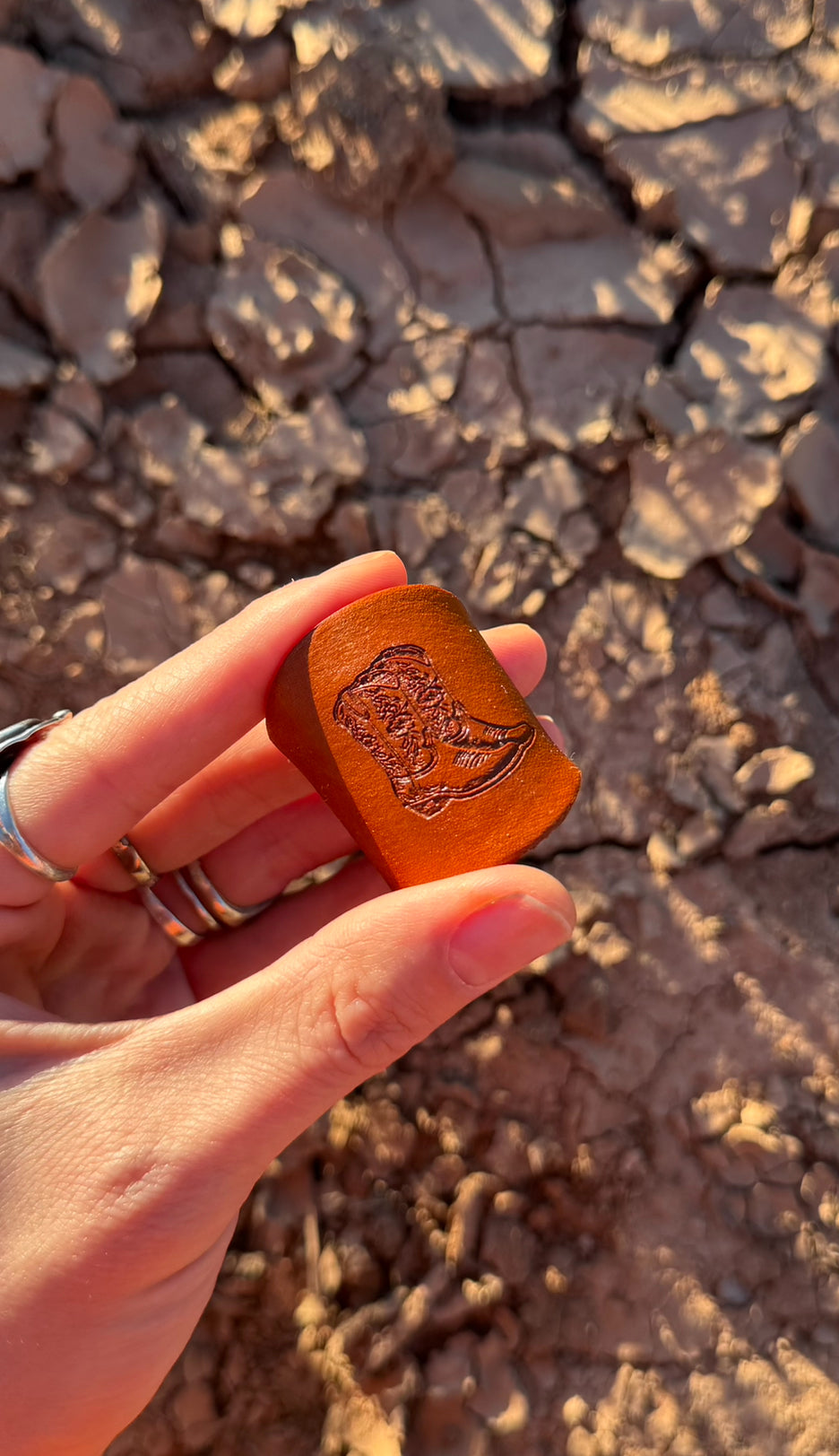 Leather Handcrafted Bolo Slide - Cowboy Boots
