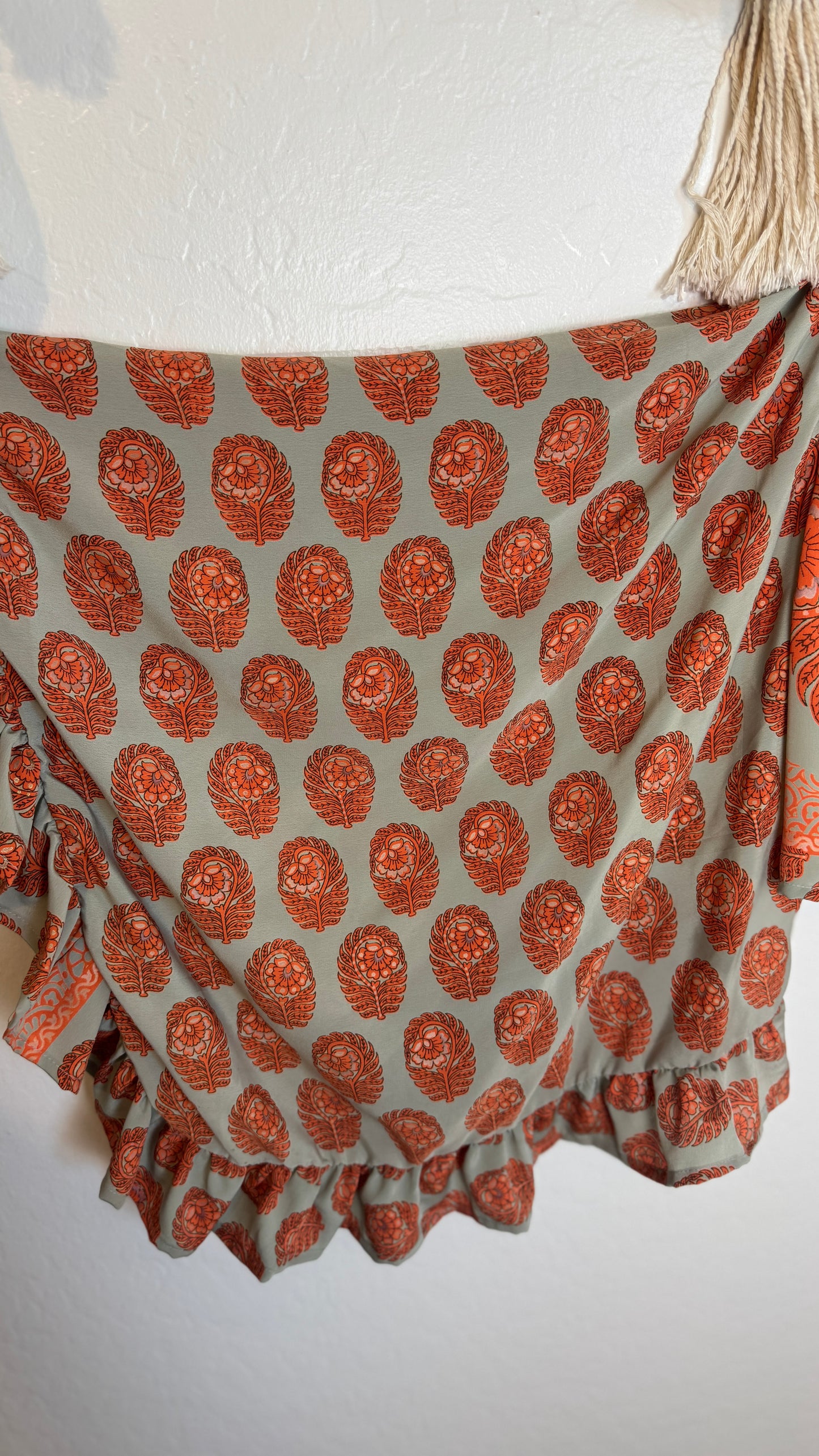 Bell Sleeve Silk Wrap Tie Top 012