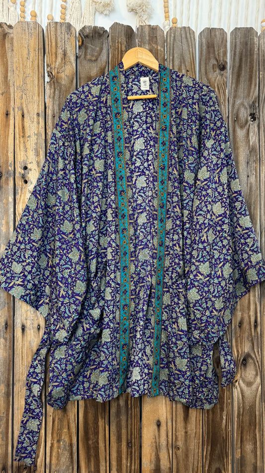 Creosote Sari Silk Kimono 018