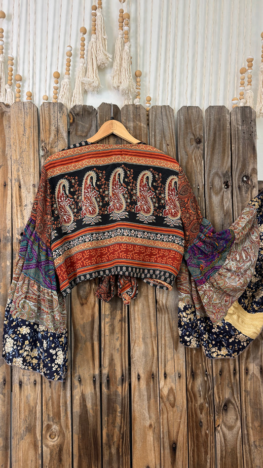 Thunderstruck ⚡ Silk Wrap Tie Top 003