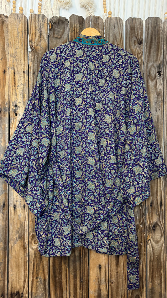 Creosote Sari Silk Kimono 018