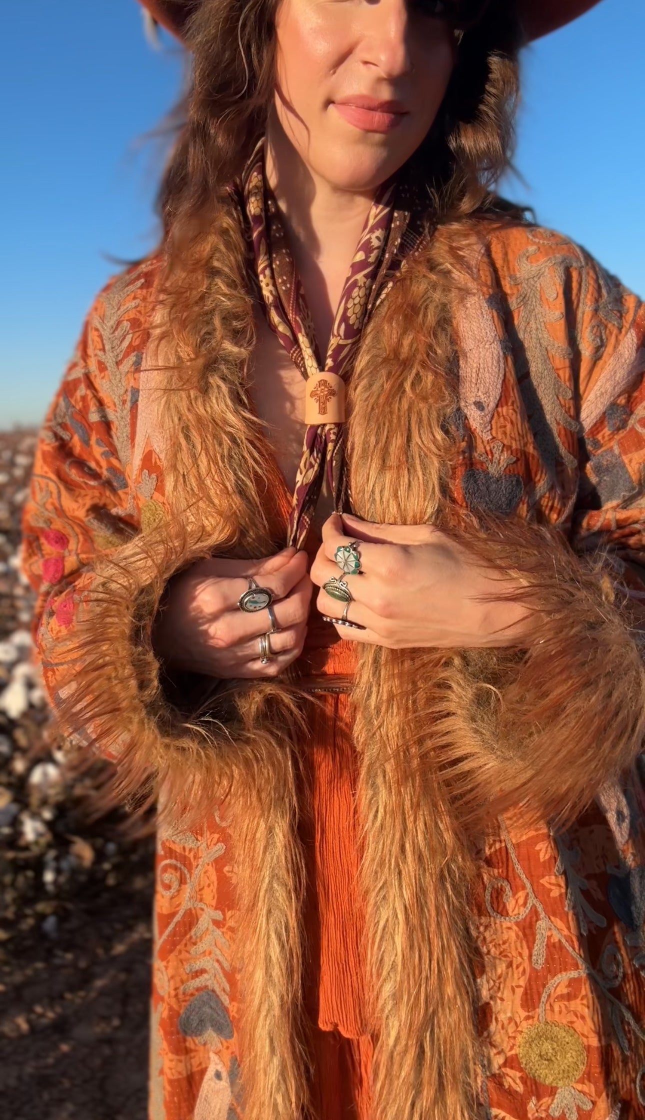 Leather Handcrafted Bolo Slide - Cross