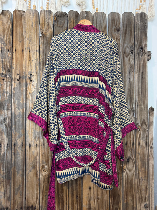 Creosote Sari Silk Kimono 020