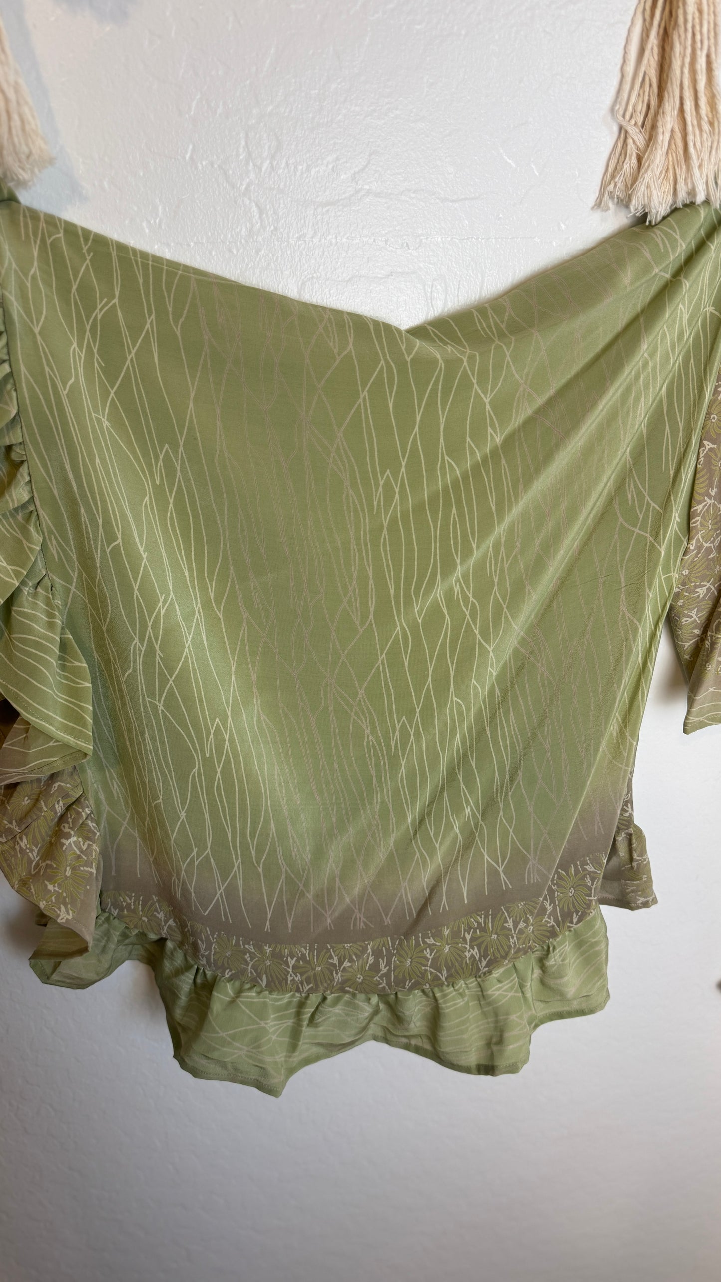 Bell Sleeve Silk Wrap Tie Top 017