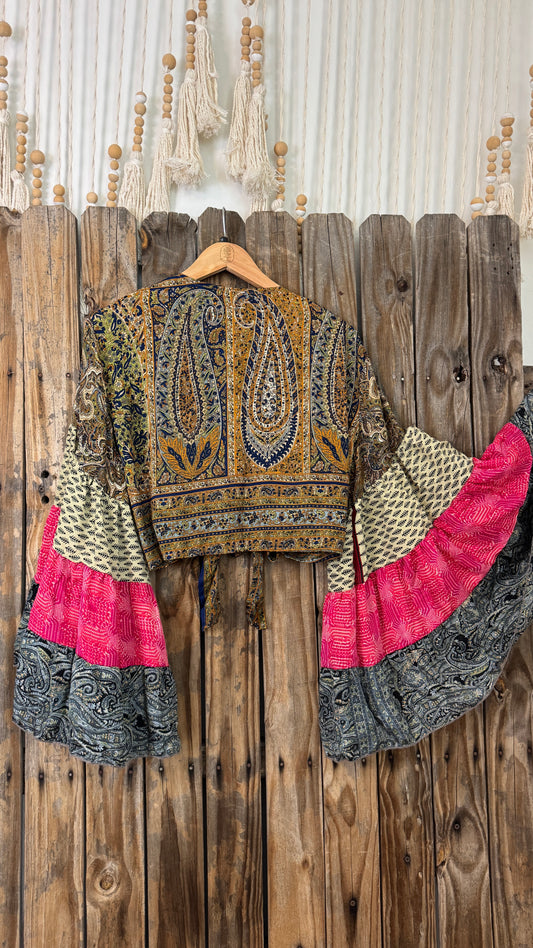 Thunderstruck ⚡ Silk Wrap Tie Top 020