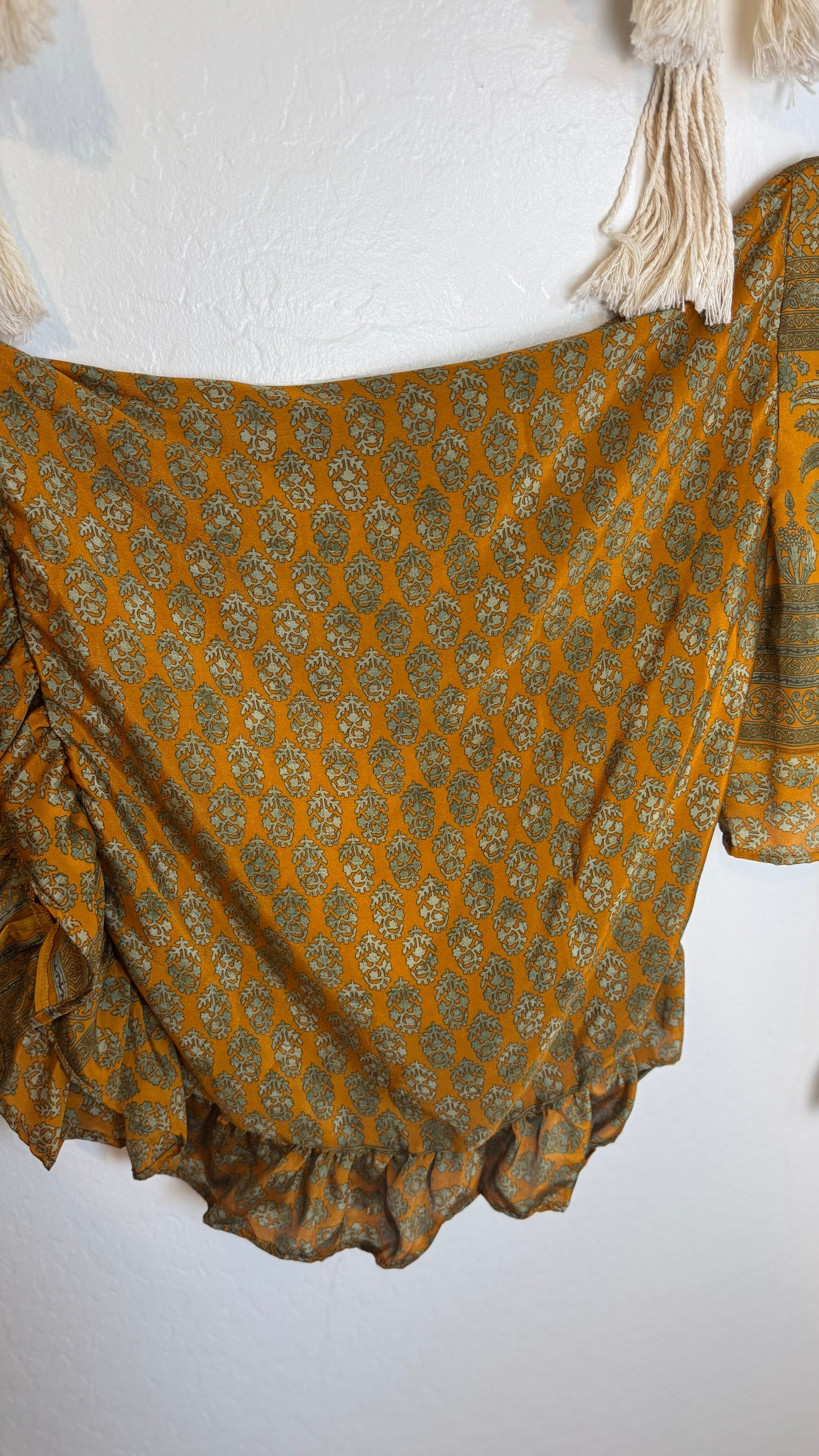 Bell Sleeve Silk Wrap Tie Top 013