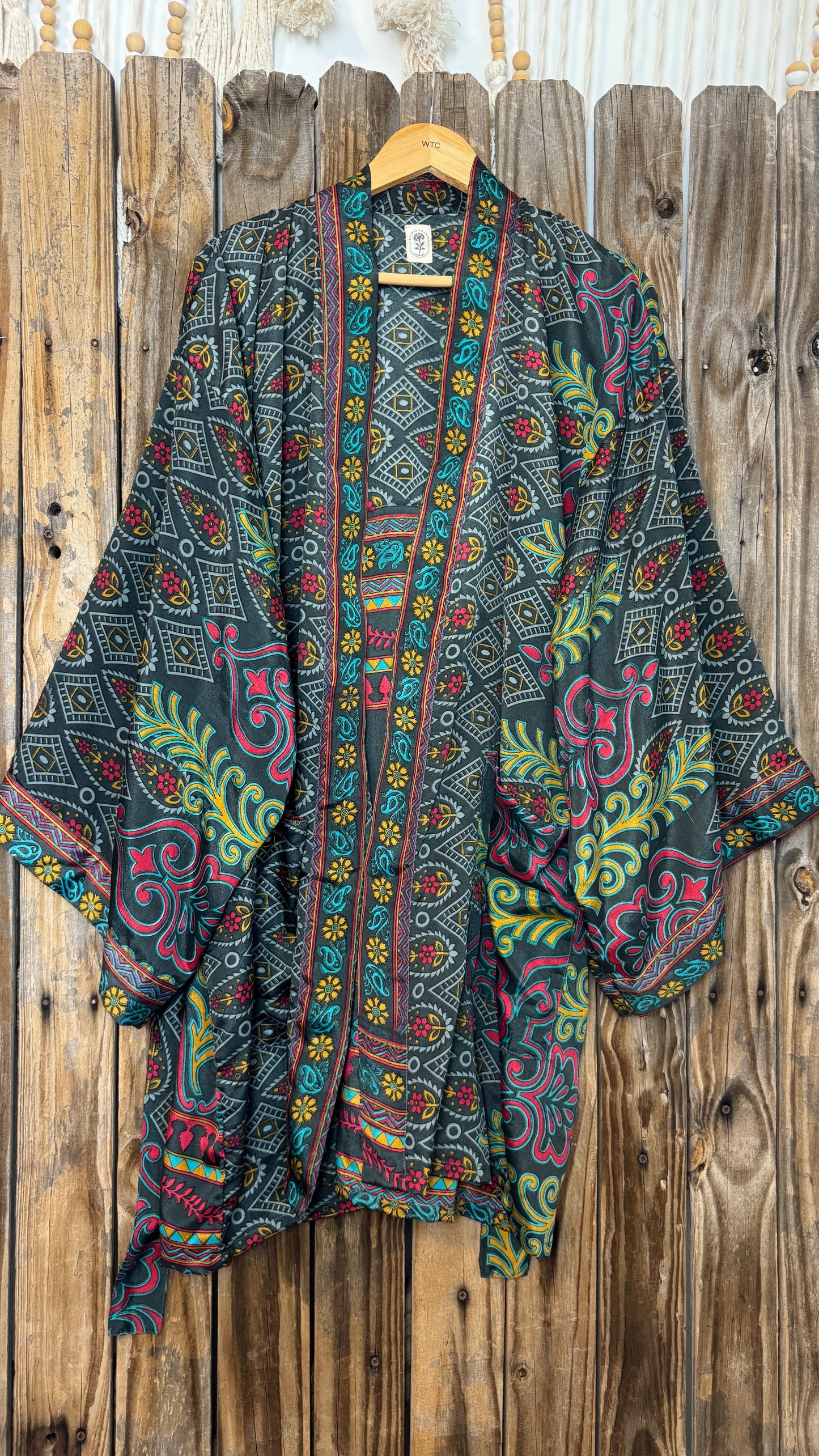 Creosote Sari Silk Kimono 014